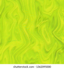 Vector warped lines colorful background. Modern abstract creative backdrop with multicolor variable width stripes. Twisted stripes optical illusion. Moire waves.