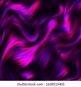 Vector warped lines colorful background. Contemporary creative template with wavy stripes. Beautiful  fantasy cute texture. Curly stripes optical illusion. Moire waves. 