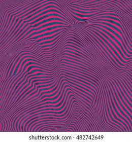 Vector warped lines colorful background. Modern abstract creative backdrop with colorful variable width stripes. Twisted stripes optical illusion.