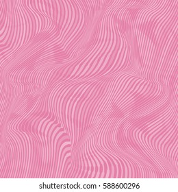 Vector warped lines colorful background. Modern abstract creative backdrop with pink variable width stripes. Twisted stripes optical illusion.