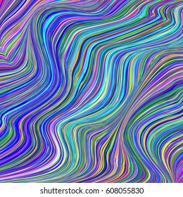 Vector warped lines colorful background. Modern abstract creative backdrop with multicolor variable width stripes. Twisted stripes optical illusion.