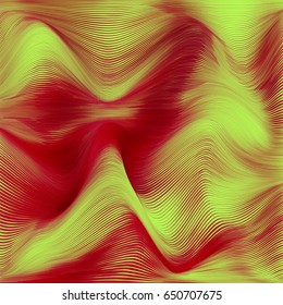 Vector warped lines colorful background. Modern abstract creative backdrop with multicolor variable width stripes. Twisted stripes optical illusion. Moire waves.