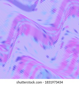 Vector warped lines glitch background. Modern abstract creative illustration with multicolored bended stripes. Twisted stripes optical illusion. Moire waves. 