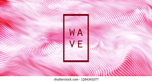 Vector warped lines pink background. Modern abstract creative backdrop with multicolor variable width stripes. Twisted stripes optical illusion. Moire waves.