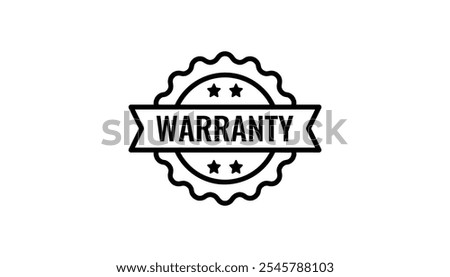 Vector warranty badge design. Round emblem with a star, seal, and star elements. Ideal for use in consumer assurance, product packaging, and promotional materials for quality guarantee.
