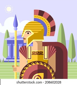 Vector warrior of Ancient Greece