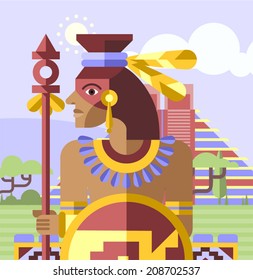 Vector warrior of Aztec