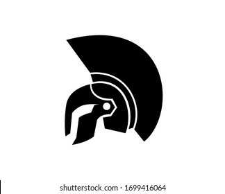 vector warrior helmet,helmet of spartan in silhouette style.vector of knight helmet isolated on white background