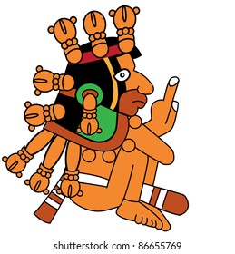 Vector warrior in style of the Maya