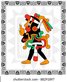 Vector warrior in style of the Maya on white