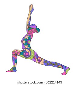 Vector Warrior Yoga Pose Colorful