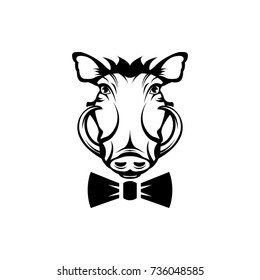 Vector warthog head, face  for retro logos, emblems, badges, labels template and t-shirt vintage design element. Isolated on white background