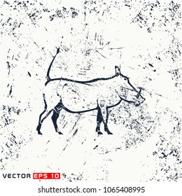 Vector warthog silhouette on grunge background