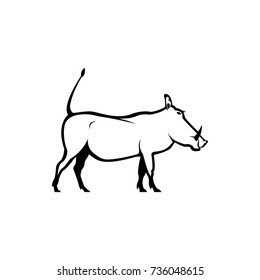 Vector warthog silhouette view side for retro logos, emblems, badges, labels template vintage design element. Isolated on white background