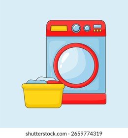 vector wash machine illustration hand drawn