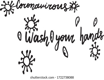 vector wash your hands coronavirous illustration line art