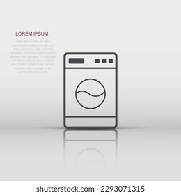 Vector washer icon in flat style. Laundress sign illustration pictogram. Washing machine business concept.