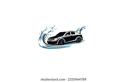 Vector of a washing clean car . Automotive concept simple, black icon, logotype on White Background