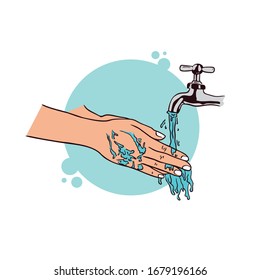 vector of washing hand with clear water