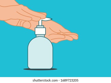 Vector Washing hands with alcohol maintains cleanliness while destroying viruses.