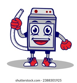 personaje de la lavadora vectorial con pies y manos lindos