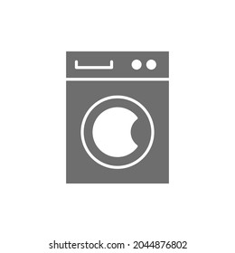 Vector washing machine, cleaning service grey icon.