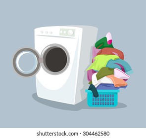 Vector washing machine. Flat cartoon illustration