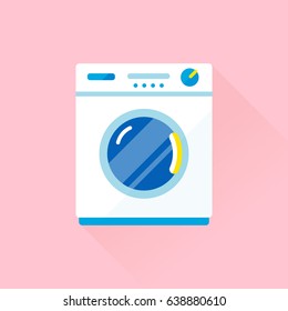 vector washing machine / flat style / isolated on pink background