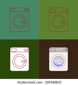 Vector of washing machine illustrated in lines, round corner and color