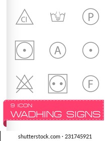 Vector washing signs icons set on white background