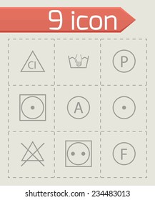 Vector washing signs icons set on grey background