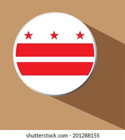 Vector - Washington DC Flag Button Icon With Long Shadow 