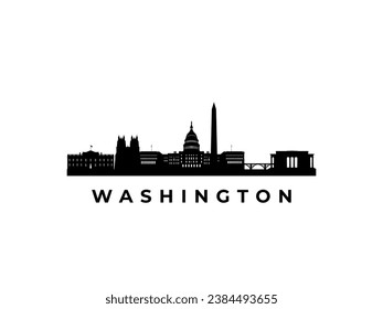 Vector Washington DC skyline. Travel Boston famous landmarks. Business and tourism concept for presentation, banner, web site.