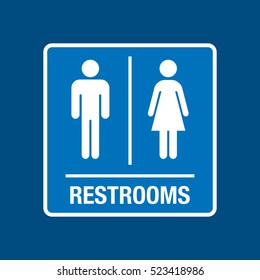 A vector washroom sign on a blue background.