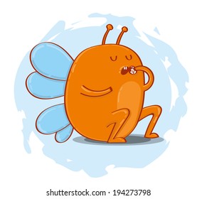 vector wasp eats cake