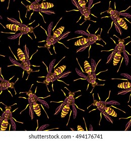 vector wasp seamless pattern