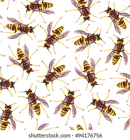 vector wasp seamless pattern