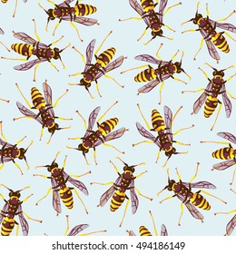 vector wasp seamless pattern