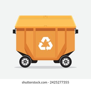 Vector Waste Container with wheels for easy transportation.