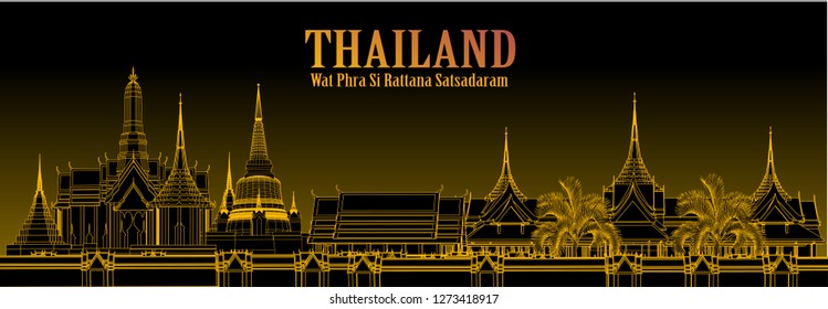 Vector Wat Phra Kaew, Temple of the Emerald Buddha
