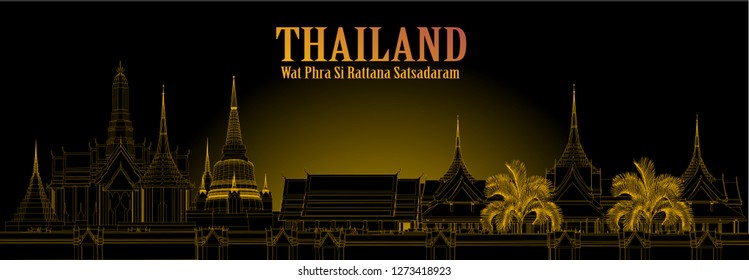 Vector Wat Phra Kaew, Temple of the Emerald Buddha