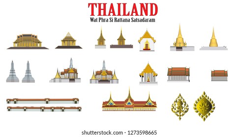 Vector Wat Phra Kaew, Temple of the Emerald Buddha