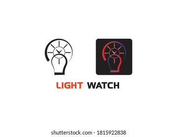 Reloj vectorial, bombilla e icono de tiempo. Emblema abstracto, concepto de diseño, logotipo, elemento de logotipo para plantilla. 