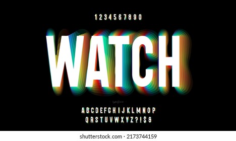 Vector Watch Color Font 3d Style Modern Typography For Infographics, Motion Graphics, Video, Promotion, Decoration, Logotype, Party Poster, T Shirt, Book, Animation, Banner. 10 Eps