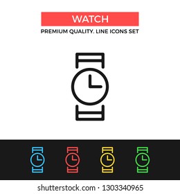 Vector watch icon. Wristwatch concepts. Premium quality graphic design. Modern signs, outline symbols collection, simple thin line icons set for websites, web design, mobile app, infographics