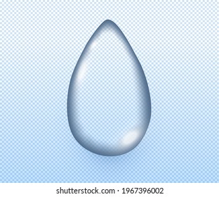 Agua vectorial 3d estilo realista agua transparente Gota aislada sobre fondo transparente. 10 pasos