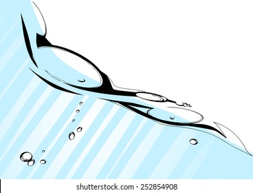 Vector water background with place for text. Can be used as flyer, cover, business cards, envelope, and brochure background. Marker drawing stylization.