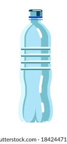 Vector water bottle. Vector bottle container with clean blue mineral water isolated on white background illustration