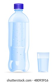 vector water bottle and glass