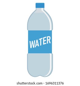 Vector water bottle icon. Flat illustration of plastic package with distilled water.